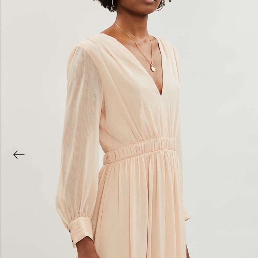 SANDRO TIERED Gathered Metallic MAXI DRESS - Picture 3 of 6